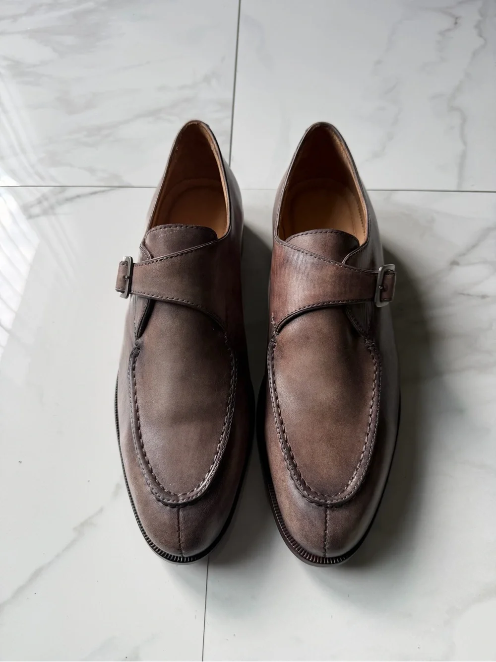 Men’s Brown Leather Single Monk Strap Oxfords